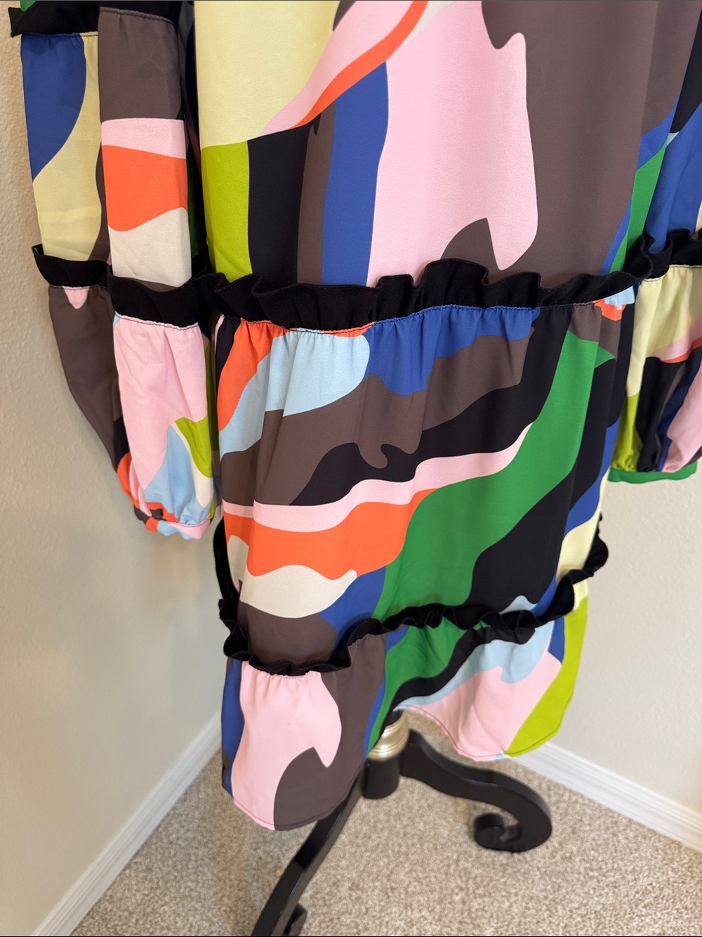 Crosby by Millie Burch Colorful Tiered Dress S - Picture 3 of 15